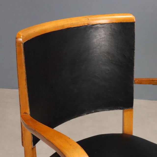 Vintage Swivel Chair in Wood and Leatherette, Italy, 1950s For Sale - Image 3 of 12