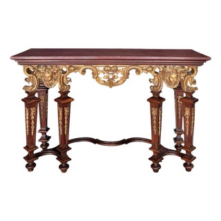 Italian Baroque Revival Giltwood and Oak Console Table, 18th Century and Earlier For Sale