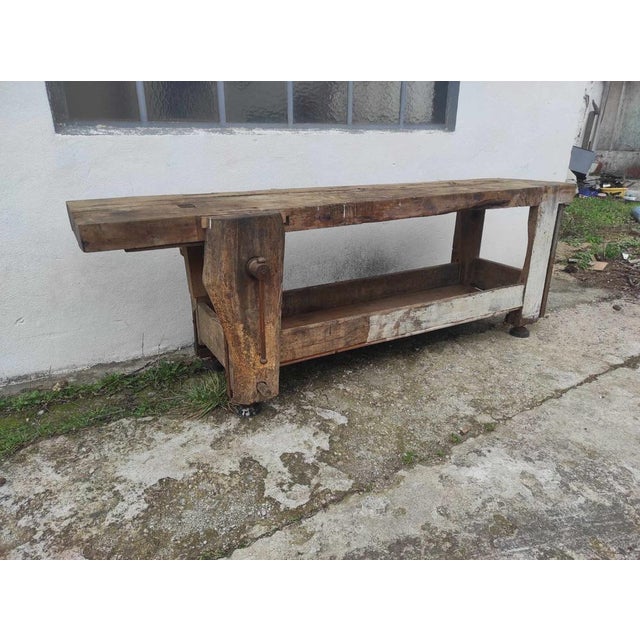 Carpenter's Workbench in Beech, 1940s For Sale - Image 12 of 16