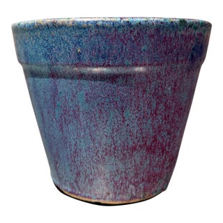 Vibrant Ceramic Flower Pot Featuring a Striking Drip-Glaze Finish Mid-Century For Sale
