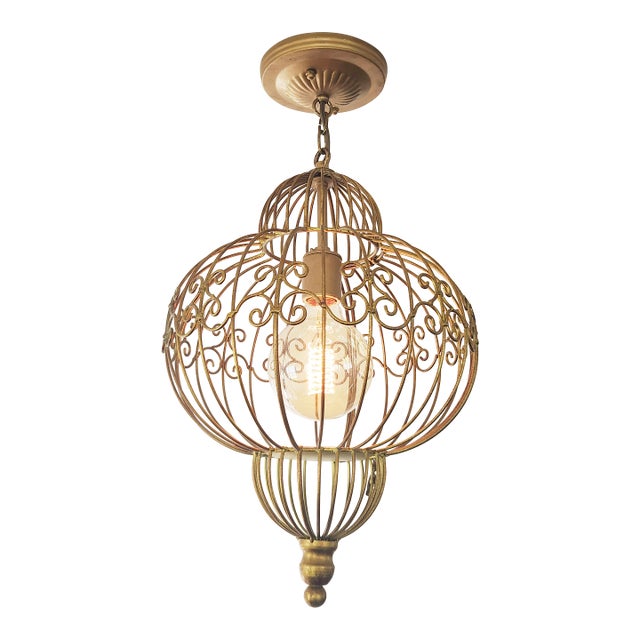Vintage Bird Cage Light Fixture Ceiling Pendant For Sale