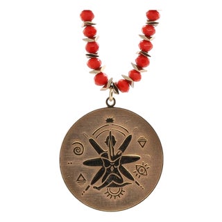 Spiritual Journey Red & Gold Beaded Choker Necklace For Sale