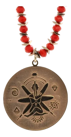 Spiritual Journey Red & Gold Beaded Choker Necklace