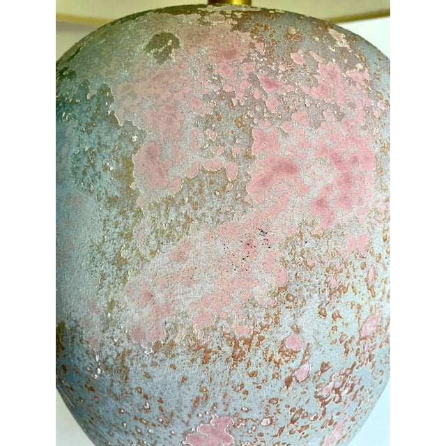 1980s Postmodern Metal and Lucite Pink Blue Table Lamp For Sale - Image 9 of 13