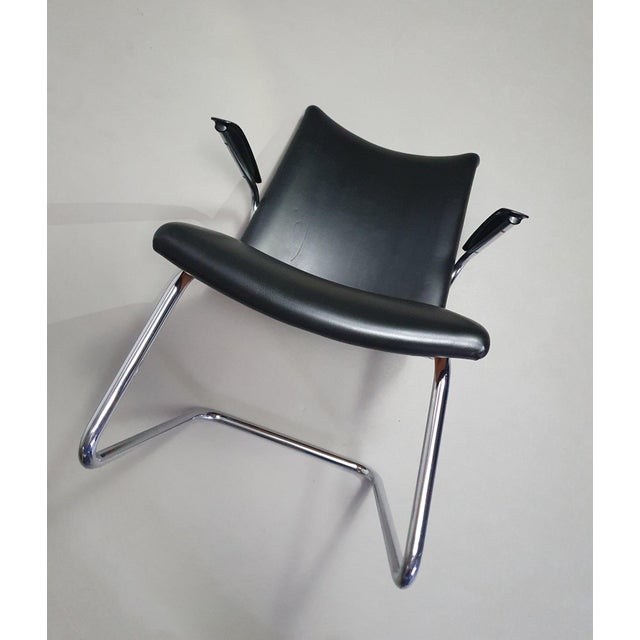 Vintage Dutch Model 4014 Armchair with Vinyl Upholstery from De Wit For Sale - Image 3 of 13