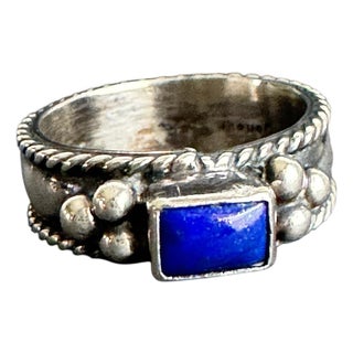 Vintage Lapis Lazuli Ring Sterling Silver Blue Gemstone Band Southwestern Size 6 For Sale