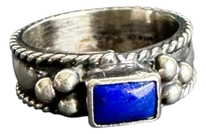Vintage Lapis Lazuli Ring Sterling Silver Blue Gemstone Band Southwestern Size 6