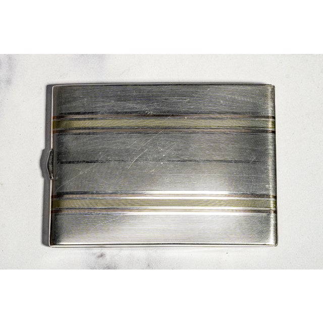 Stunning Art Deco Antique 14k Gold Inlay Sterling Silver Cigarette Card Case For Sale - Image 14 of 15