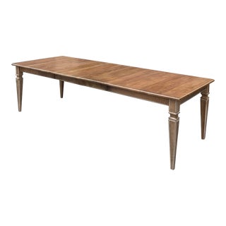 21st Century Ethan Allen Custom Classics Avery Extension Dining Table in Mushroom With White Glaze Finish (15-6744c) For Sale
