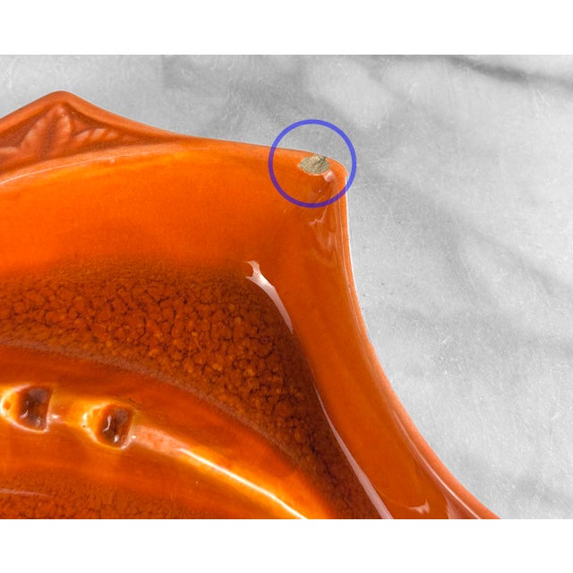 Mid-Century Atomic California Pottery Orange Drip Glaze Ashtray For Sale - Image 10 of 10