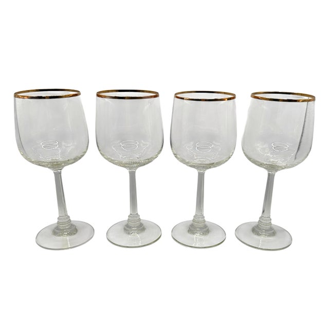 Vintage Clear Wine Glasses With Gold Rims - A Set of Four For Sale - Image 9 of 12