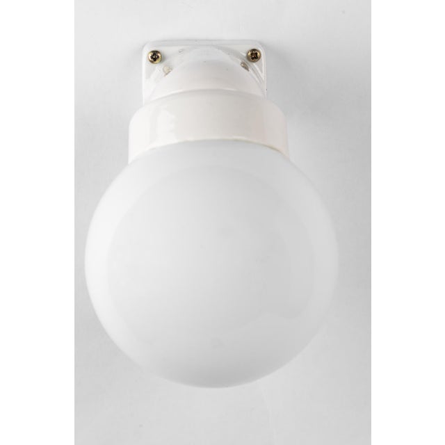 1920s Bauhaus Porcelain Wall Lamp with Opal Glass Shade, Germany, Austria, 1920s For Sale - Image 5 of 15