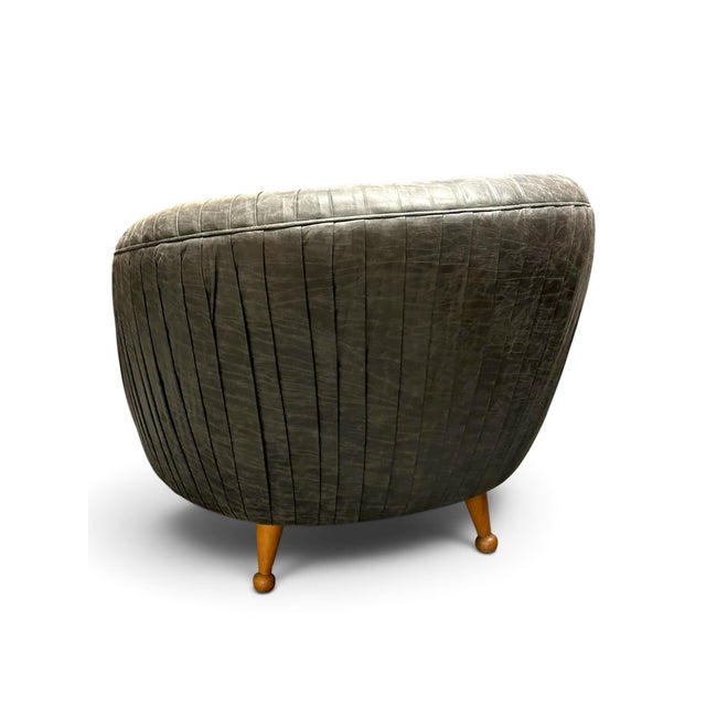Brutalist Bert Rouched Leather Lounge Chair by Dyphor New York For Sale - Image 3 of 5