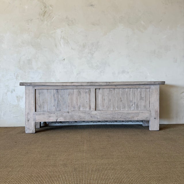 Wood Vintage Reclaimed Fir 3 Door Carved Console For Sale - Image 7 of 18