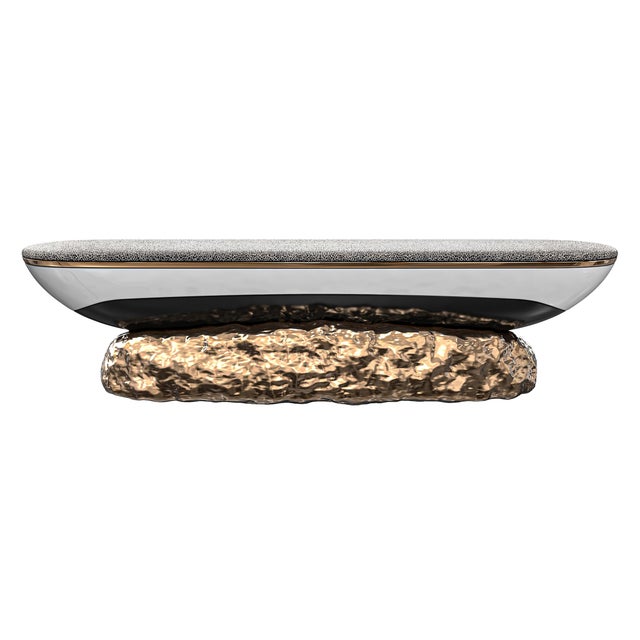 Not Yet Made - Made To Order "California" Bench, Bronze, Stainless Steel, Tailor Made Galuchat Leather For Sale - Image 5 of 7