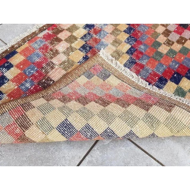 1960s Multicolored Vintage Custom & Modern Runner Rug For Sale - Image 9 of 11