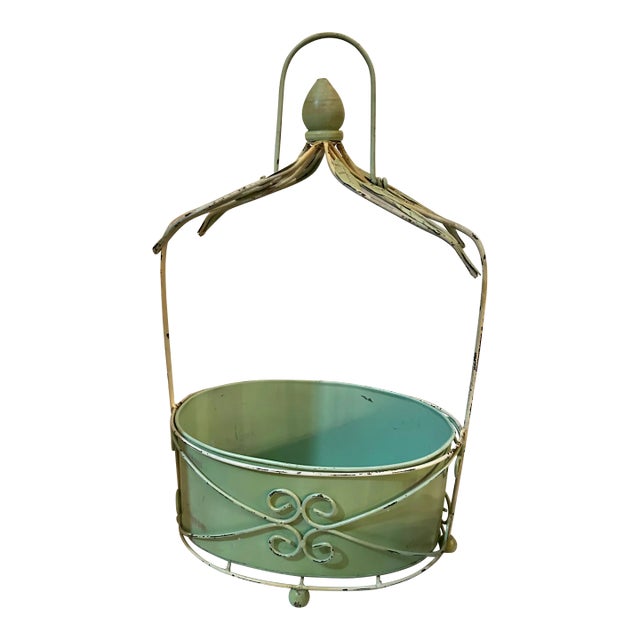 Vintage Metal 2 Piece Planter For Sale