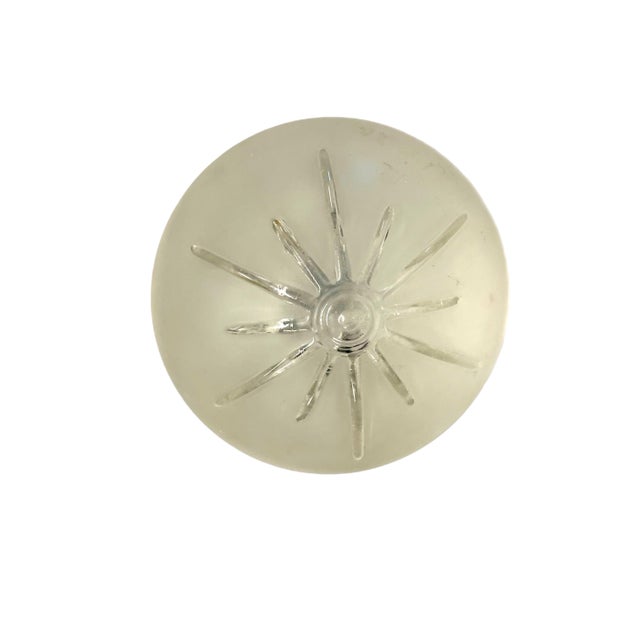 1950’s Sunburst Satin and Clear Glass Flush Mount For Sale - Image 4 of 6