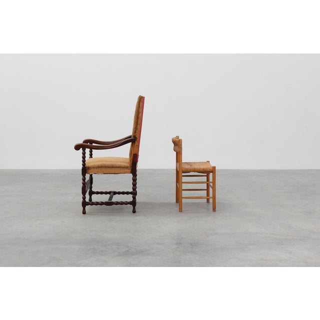 Baroque Antique Belgian Baroque Armchair in Wood and Leather, 1700s For Sale - Image 3 of 17