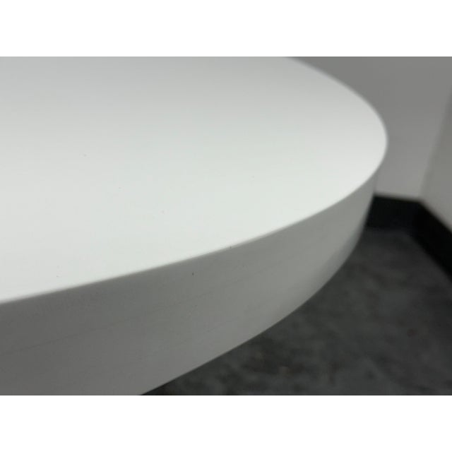 Stone Bespoke Round White Caesarstone Top + Lucite Pedestal Base, 42 Inches For Sale - Image 7 of 12
