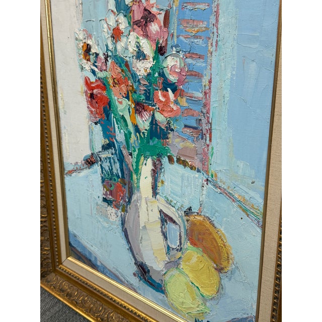 Paint Alain Rousseau Floral Still Life Expressionist Oil Painting, Signed For Sale - Image 7 of 12