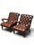 English Ralph Lauren Style Leather Lounge Chairs and Ottoman, Late 20th C. For Sale - Image 3 of 6