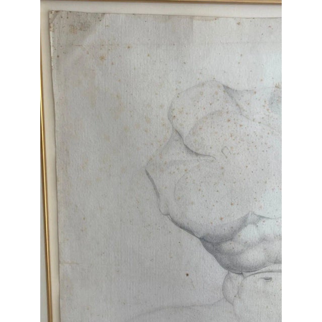 Grand Tour Grand Tour' Old Master Drawing of a Seated Male Nude Antique Statue Torso For Sale - Image 3 of 7