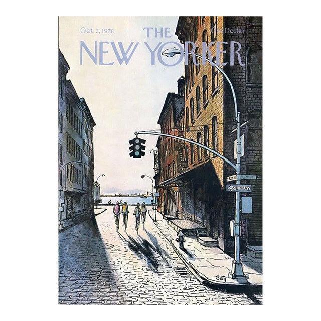 1978 Vintage New Yorker Magazine Cover by Arthur Getz, October 2, Cycling For Sale
