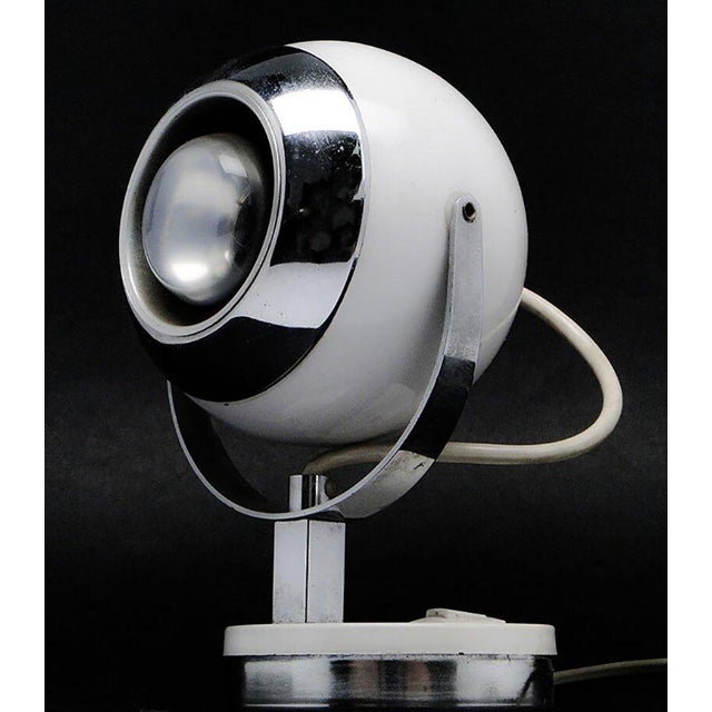 White Postmodern Polish Bedside Lamp in Glass and Metal, 1980s For Sale - Image 8 of 9