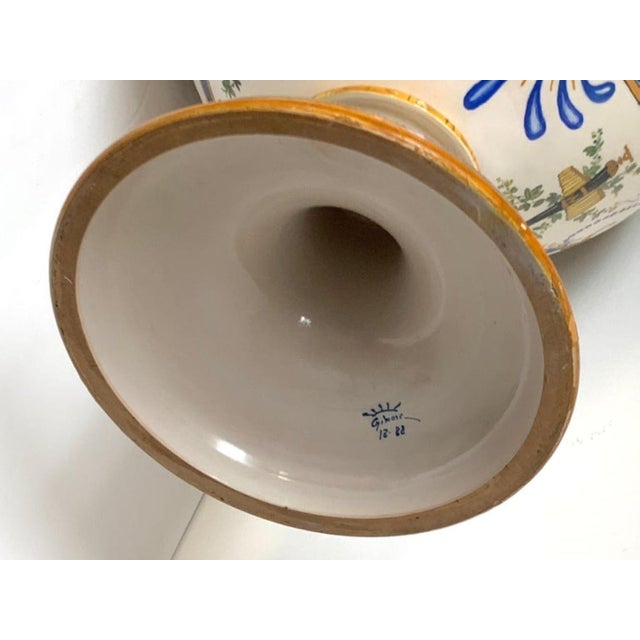 Ceramic Ginori Majolica Allegorical Serpent Handled Vase For Sale - Image 7 of 12