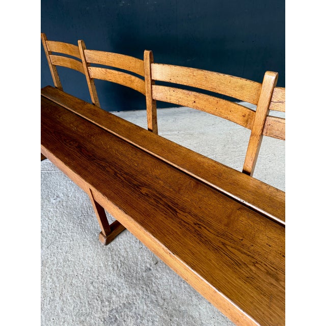 Mid-Century Handcrafted Oak 4-Seater Bench, Belgium, 1950s For Sale - Image 17 of 18