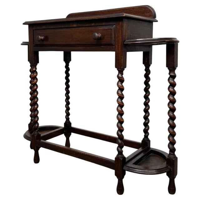 Antique Edwardian Oak Hall Stand, England For Sale - Image 3 of 12