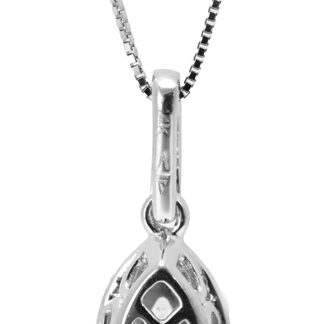 Ladies 14k White Gold 0.56ct Marquise Diamond Halo Pendant Necklace For Sale In Houston - Image 6 of 9