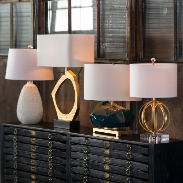 Transitional Regina Andrew Manhattan Table Lamp in Gold Leaf For Sale - Image 3 of 6