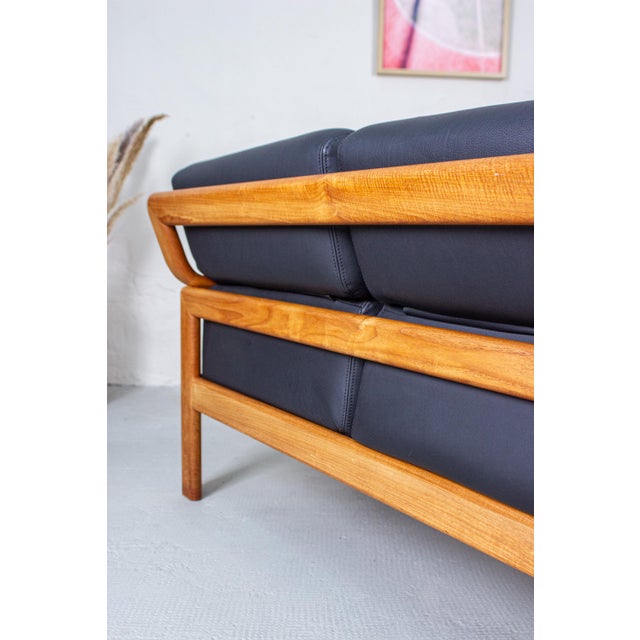 Vintage Teak and Leather 2-Seater Sofa from Olsen & Laursen, 1980s For Sale - Image 12 of 17