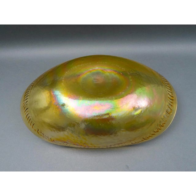 Glass Mid 20th Century Yalos Casa Murano Signed Iridescent Gold Large Art Glass Centerpiece Bowl For Sale - Image 7 of 8