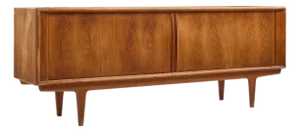 Bernhard Pedersen Mid Century Danish Teak Tambour Door Credenza