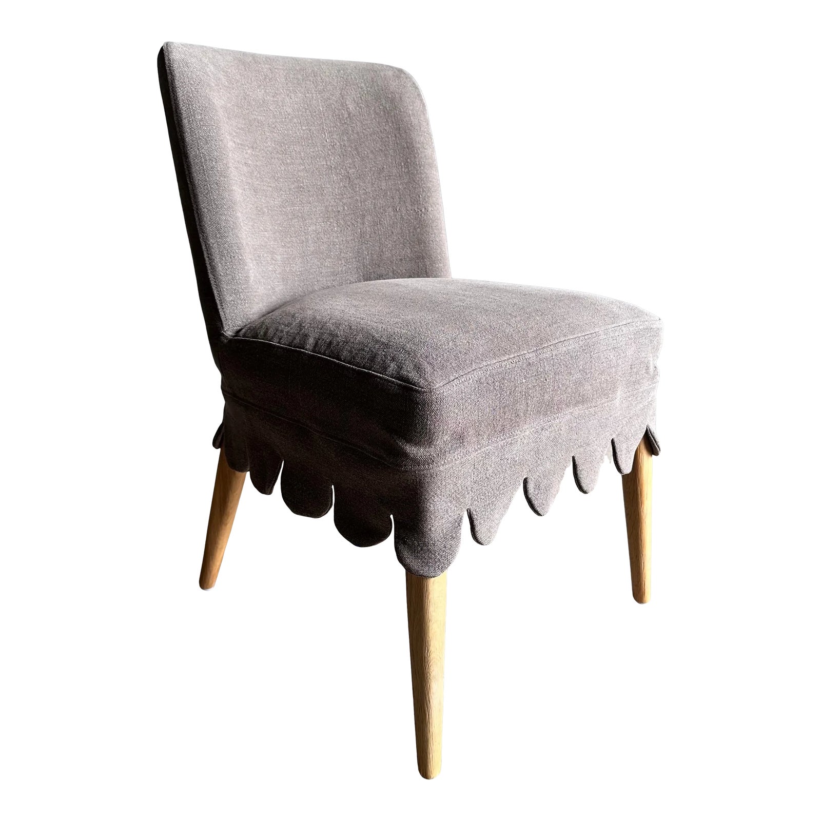 Kate Stone Washed Linen Slipcovered Dining Chair With White Oak Legs ...