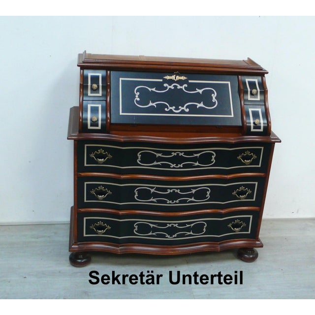 Baroque Style Secretary in Nutwood, 1960s For Sale - Image 6 of 9