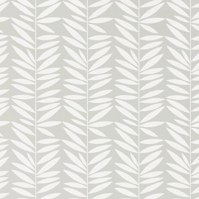 Sample - Schumacher Leaf Stripe Wallpaper in Mist For Sale