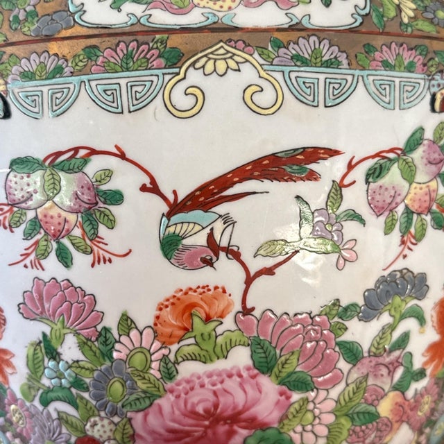 Chinoiserie 1950s Mid Century Cachepot or Jardiniere in the Famille Rose Style For Sale - Image 3 of 9