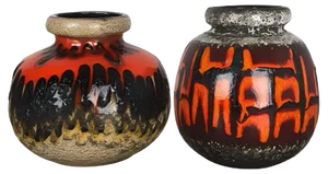 Fat Lava Multi-Color Pottery Vases from Scheurich, Germany, 1970s, Set of 2
