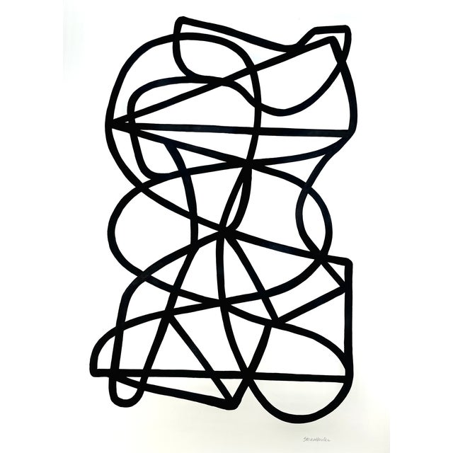 Sarah Vaaler Original Minimalist Black Line Painting For Sale