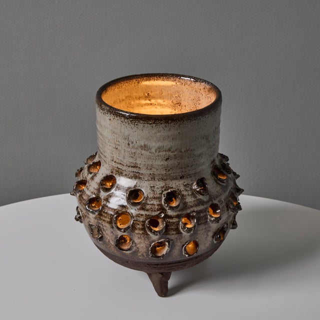 Ceramic 1970s Erik Glud Studio Crafted Stoneware Footed Table Lamp For Sale - Image 7 of 18