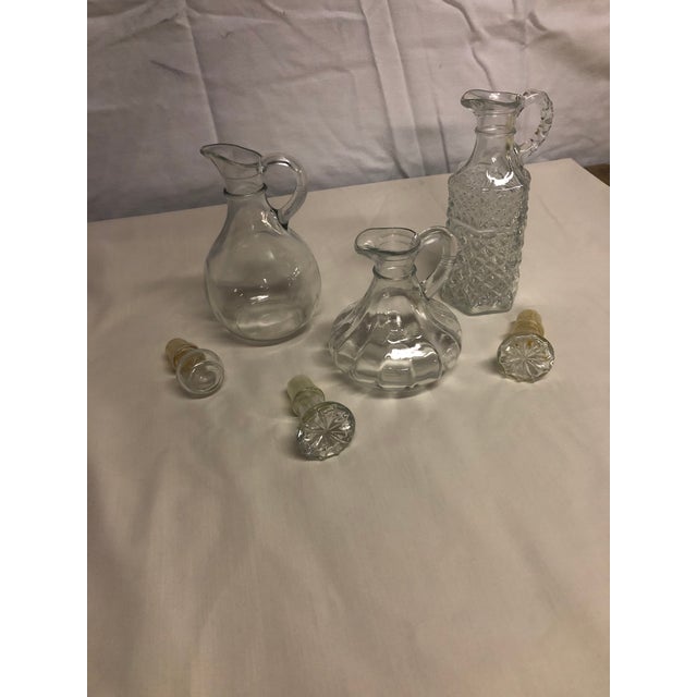 1970s Crystal Clear Glass Cruets With Stoppers Set of 3 Chairish