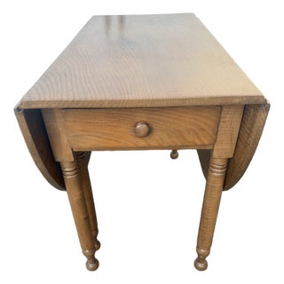 Antique Oak Gate Leg Drop Leaf Dining Table With Drawer For Sale