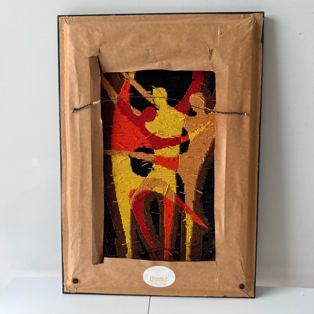 Textile Mid-Century Modern Dancers Framed Needlepoint For Sale - Image 7 of 7