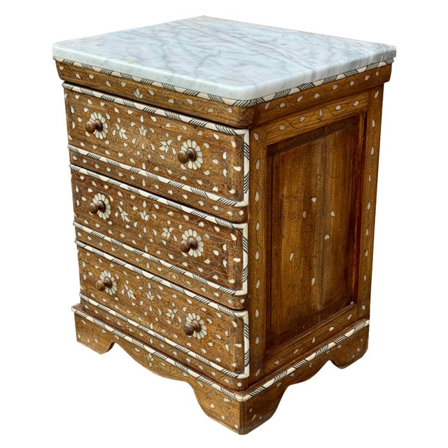 Moroccan Mid 20th Century Small Mother of Pearl Inlaid Chest With Drawers For Sale - Image 3 of 6