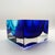 Square Ashtray or Catch-all in Murano Glass by Flavio Poli for Seguso. Stunning Dark Blue and Sky Blue Submerged colors....