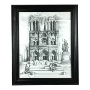 Wood Framed Architectural Rendering of Notre Dame Paris